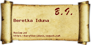 Beretka Iduna névjegykártya